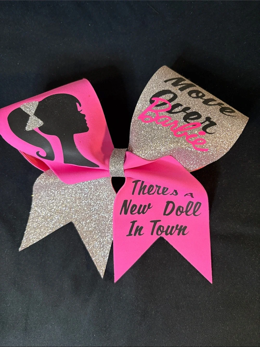 Hot Pink & Silver-Move Over Barbie, There’s  A New Doll In Town Cheer Bow
